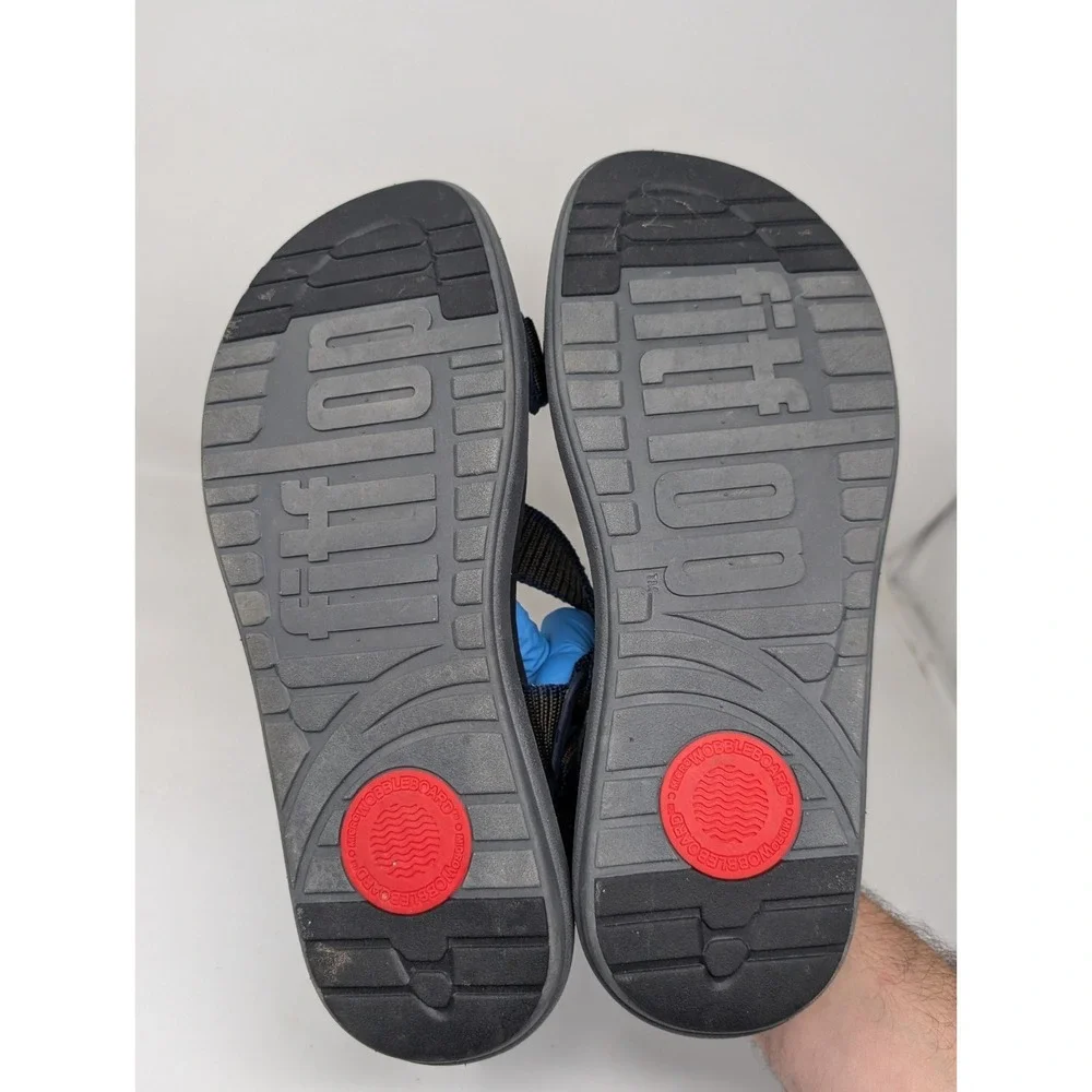 Fitflop Men's‎ Size US 12 Sling II Webbing Sandals Shoes Ankle Strap Gray Blue